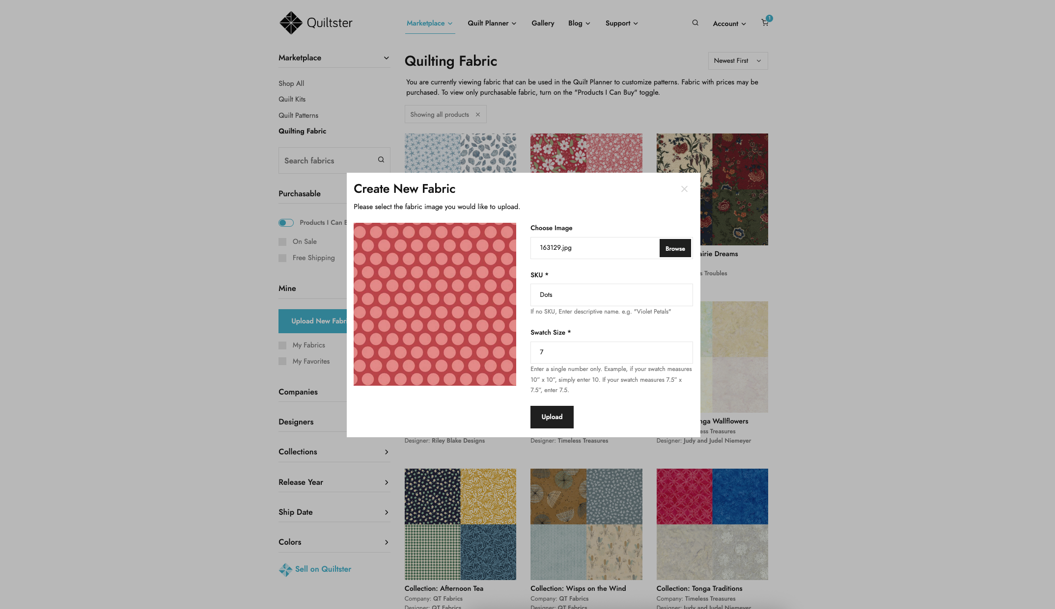 Upload Your Own Fabric into Quiltster